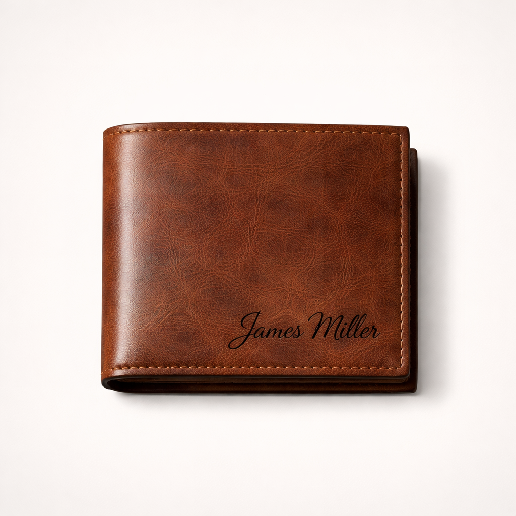 Signature Engraved Leather Wallet